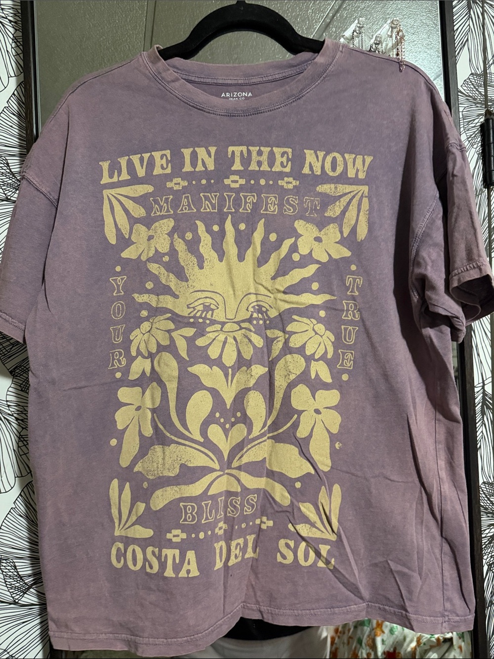 Arizona Jean Company Purple Graphic Tee with Gold Print
